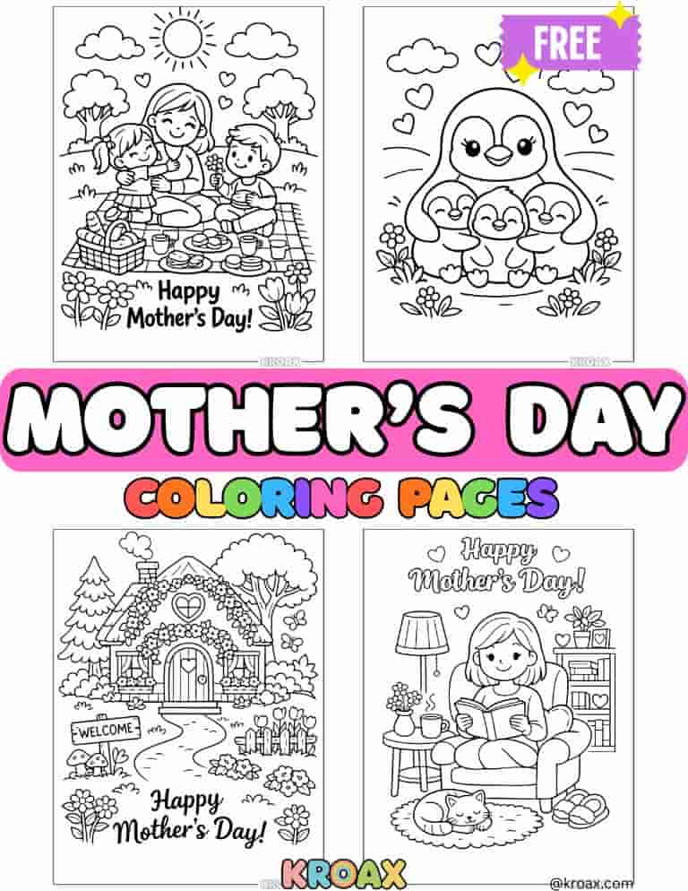 Mother’s Day Coloring Pages featured