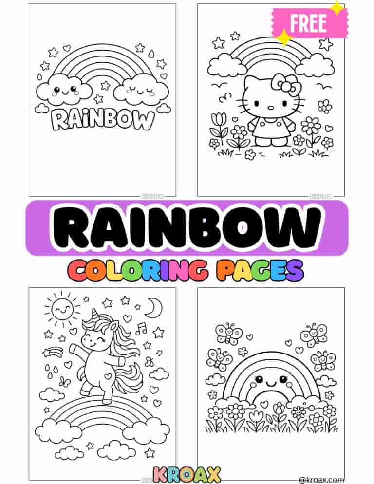 Rainbow Coloring Pages featured