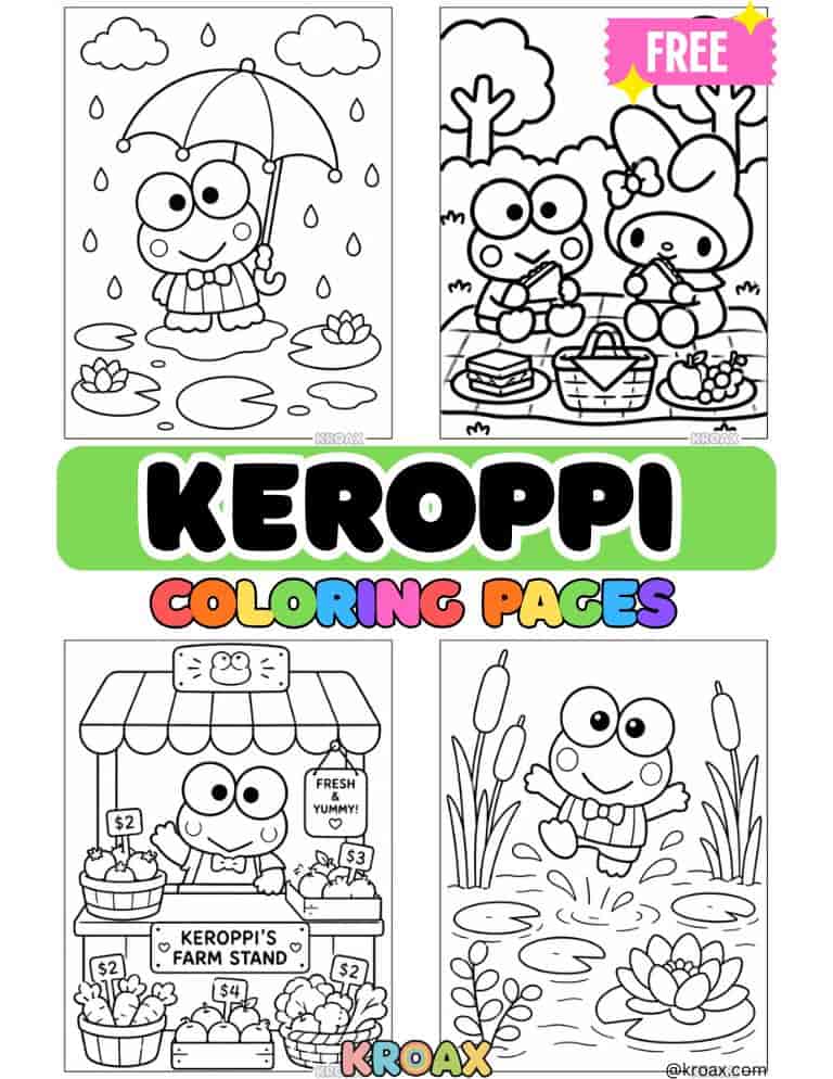 Keroppi Coloring Pages