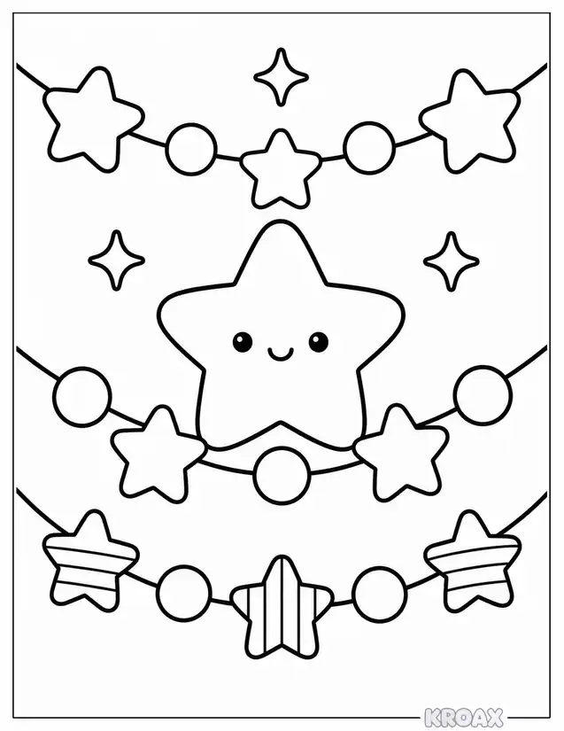 easy star sparkle garland printable coloring page