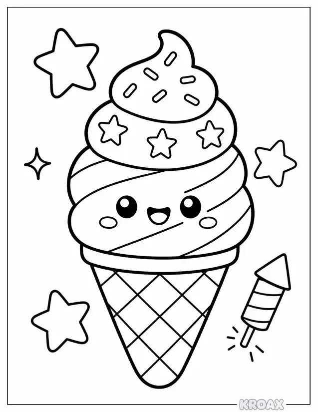 patriotic ice cream cone celebration printable coloring page