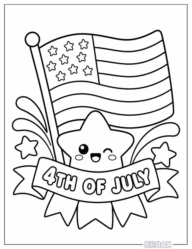 patriotic stars and stripes banner printable coloring page