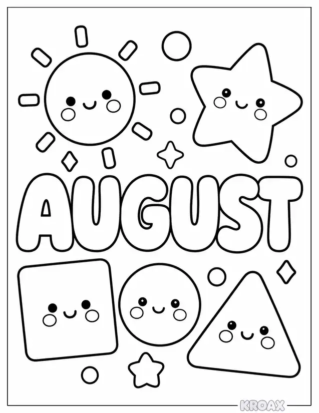 august pop art geometric shapes printable coloring page