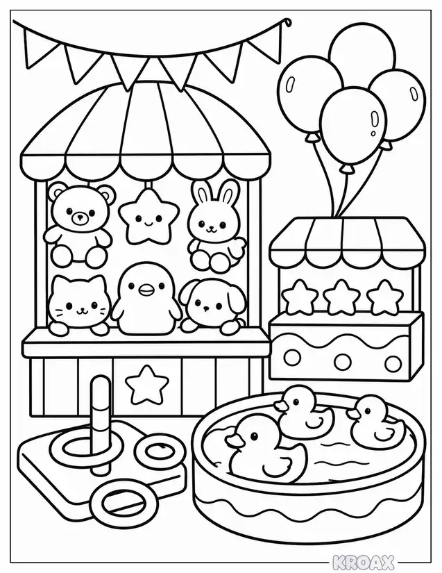 summer carnival games and prizes printable coloring page