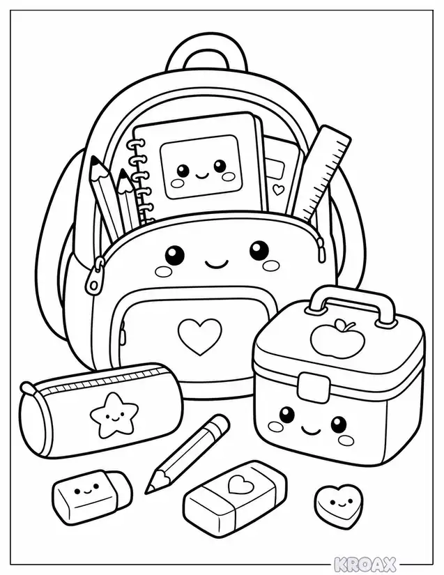 backpack and lunch box adventure printable coloring page