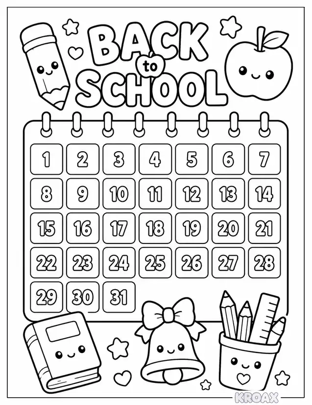 cheerful school day countdown calendar printable coloring page