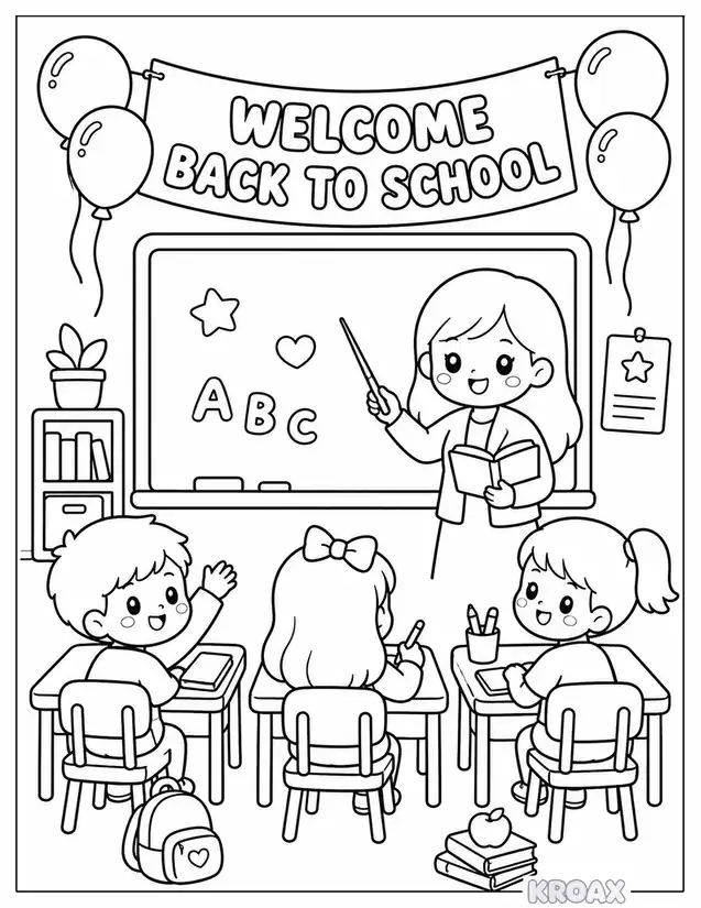 first day of school celebration printable coloring page