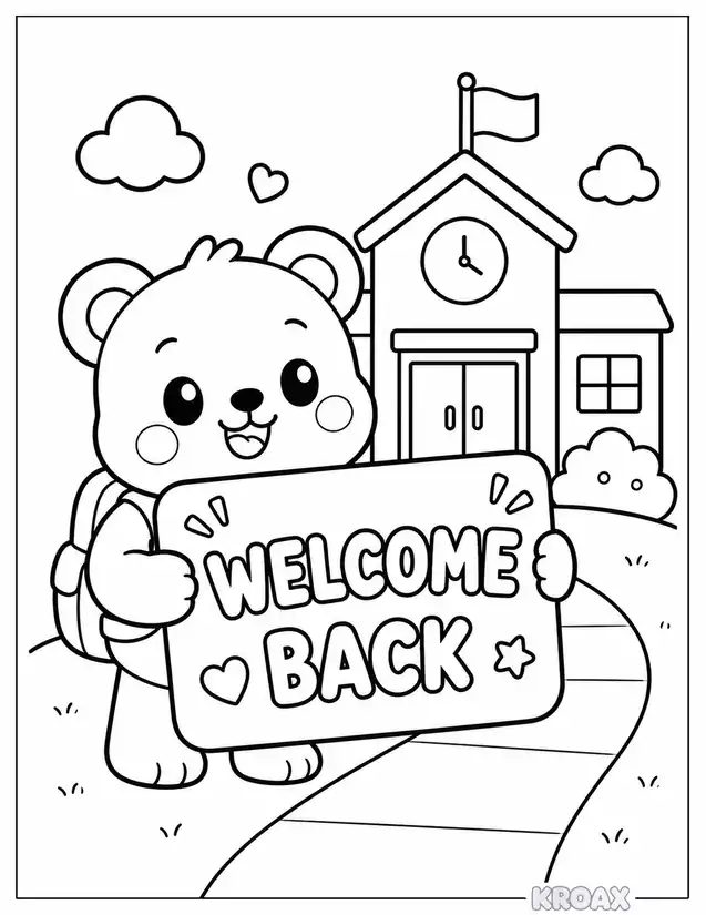 friendly school mascot welcome sign printable coloring page