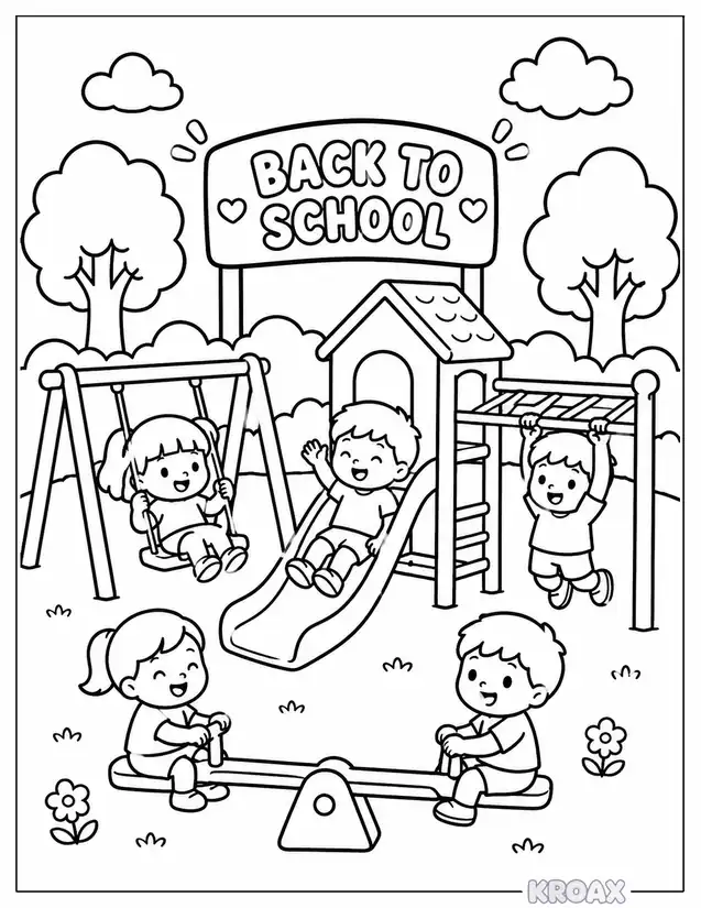 playground games and recess fun printable coloring page