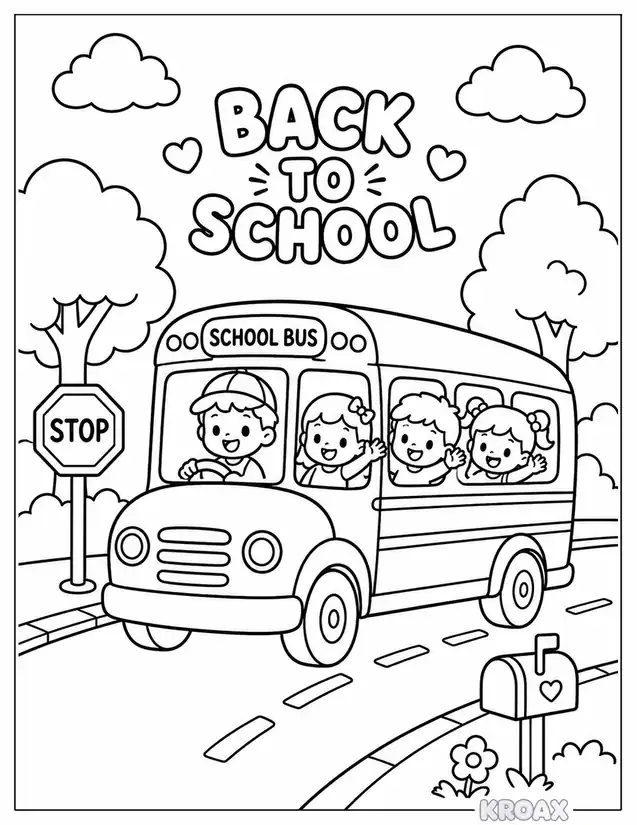 school bus adventure route printable coloring page