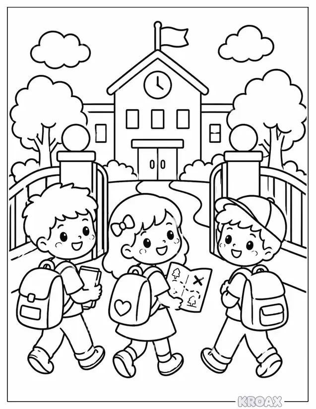welcome back to school adventure printable coloring page