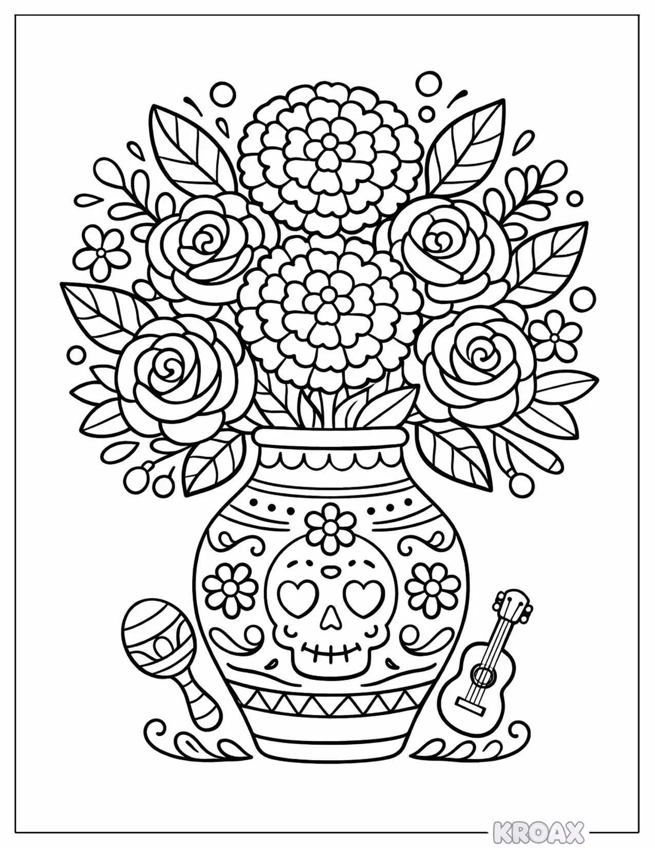 colorful mexican flower bouquet design printable coloring page