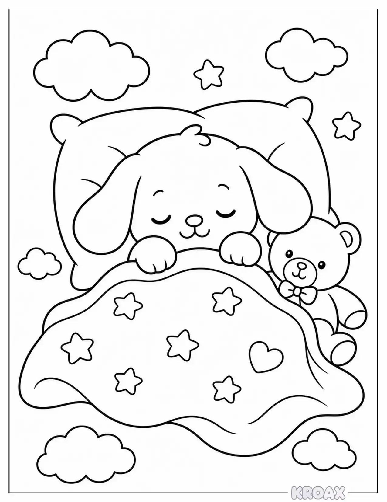 cinnamoroll cozy naptime with pillow printable coloring page