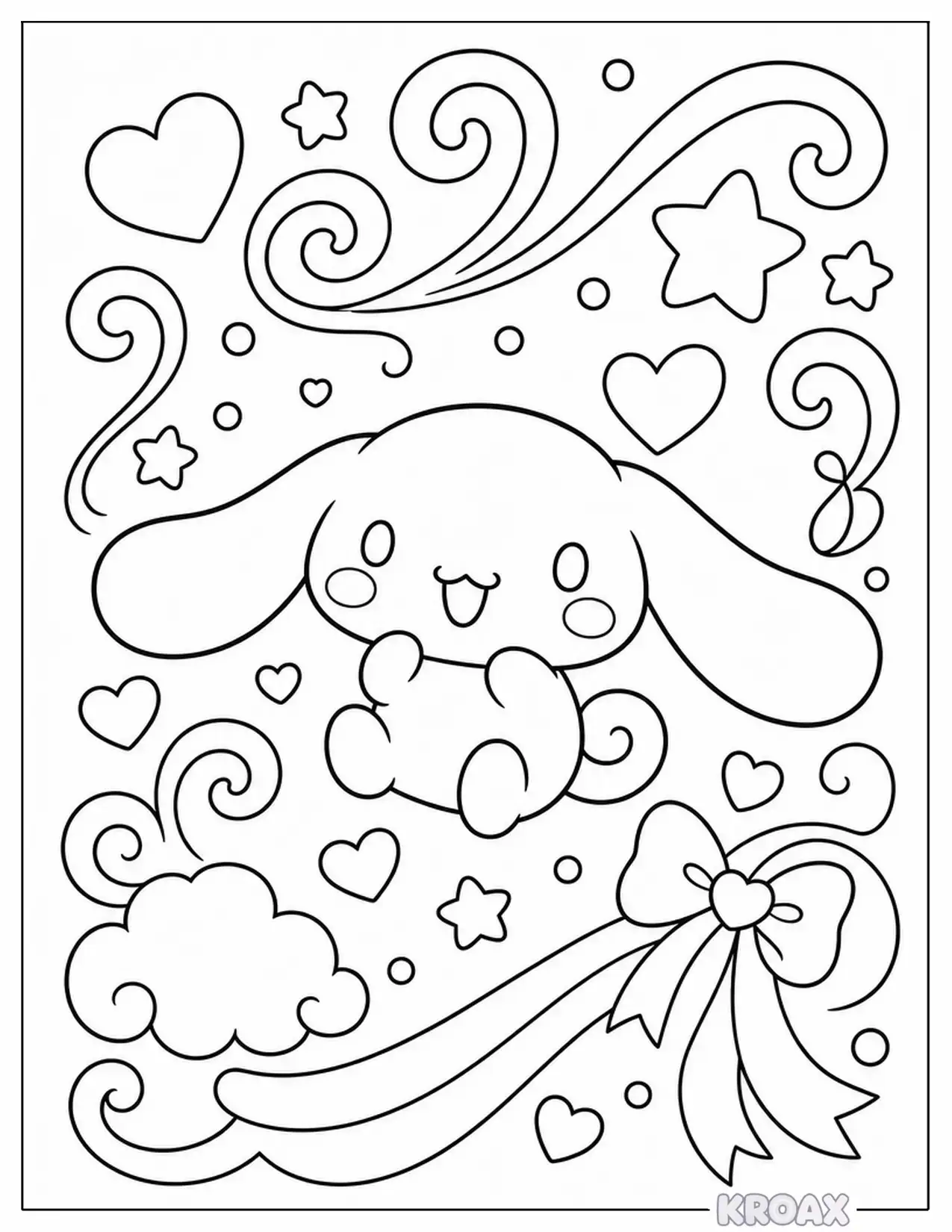 cinnamoroll doodles and swirls printable coloring page