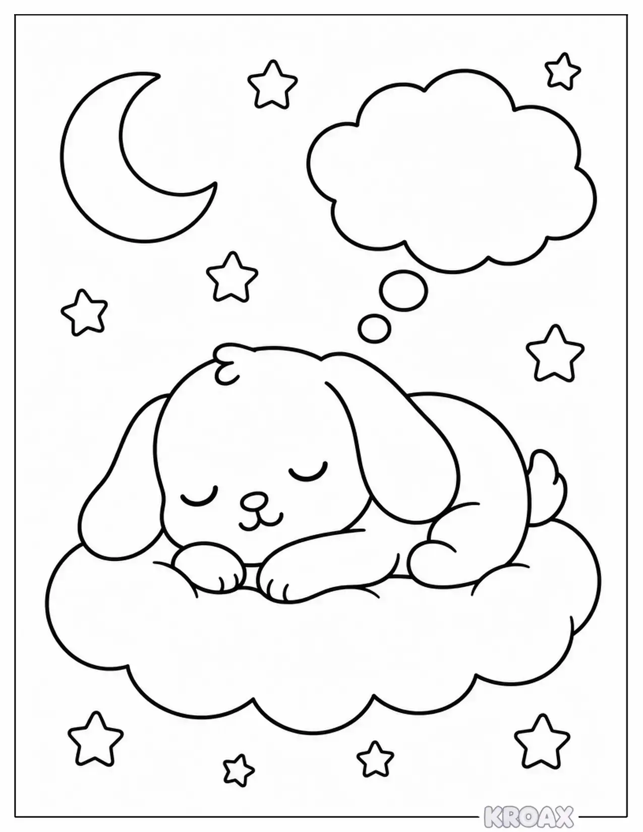cinnamoroll dreaming among twinkling stars printable coloring page