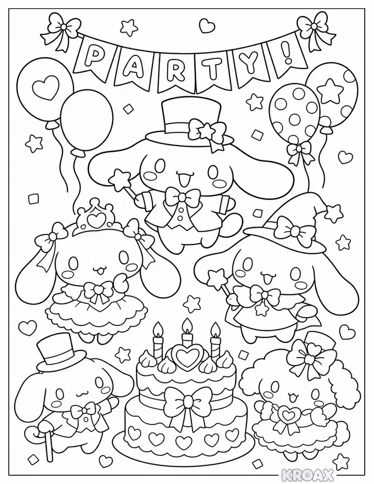 cinnamoroll dress up party printable coloring page