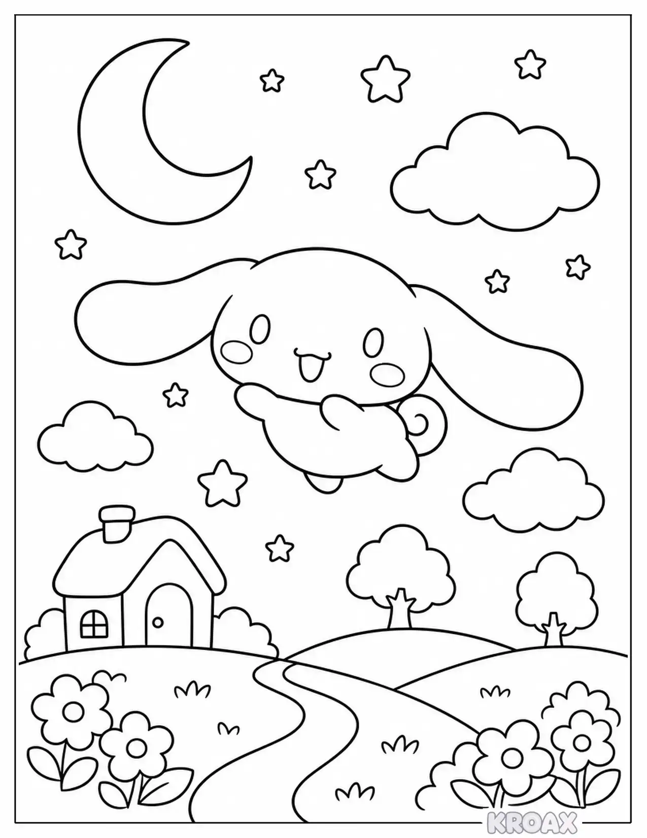 cinnamoroll s starry night adventure printable coloring page