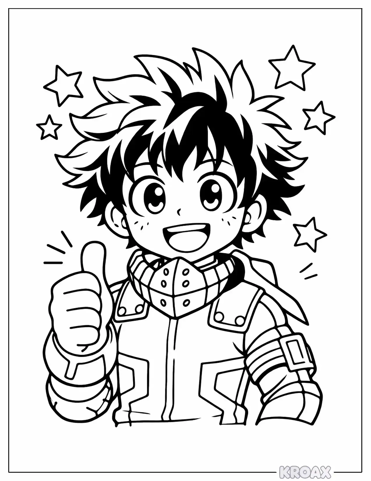 cute deku giving thumbs up pose printable coloring page