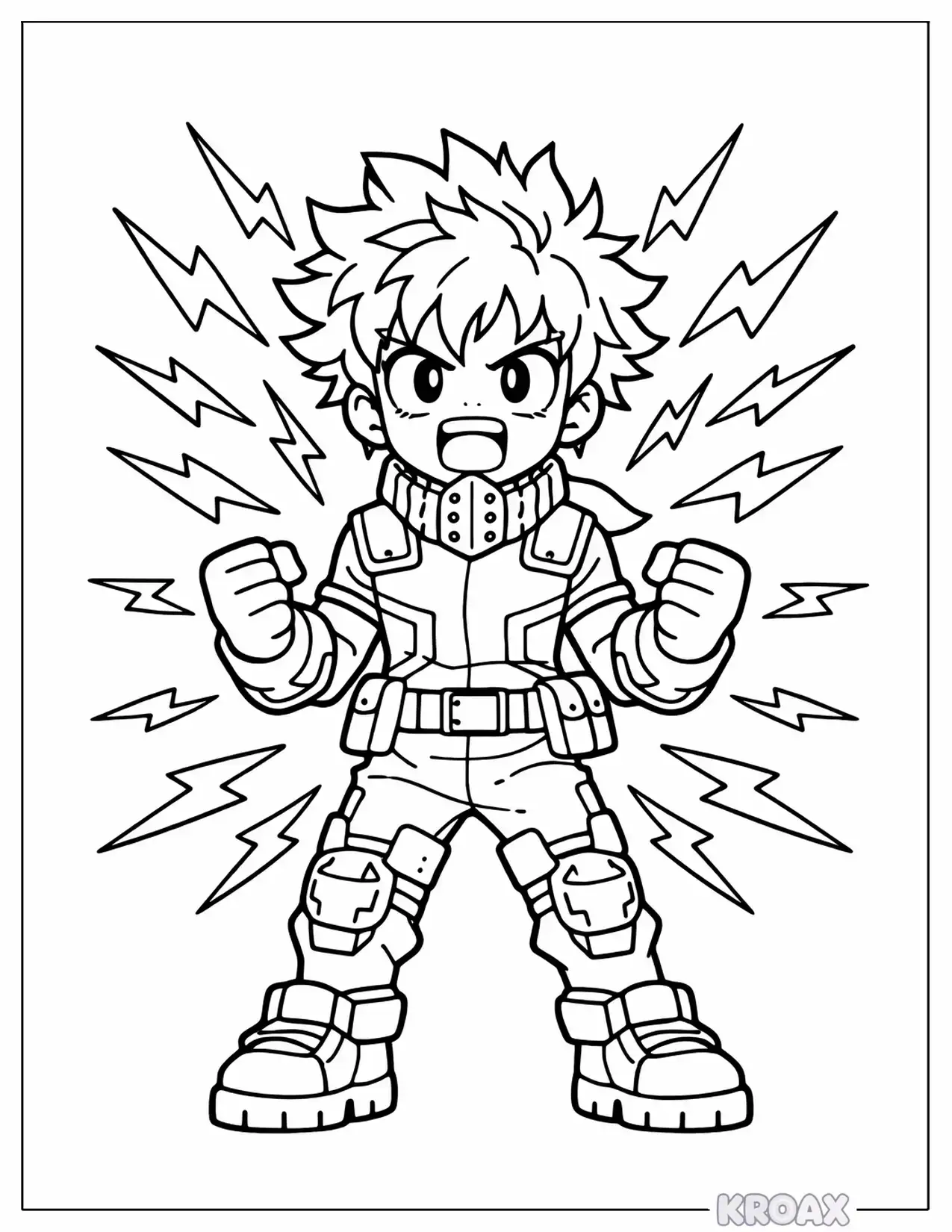 deku activating one for all energy aura printable coloring page