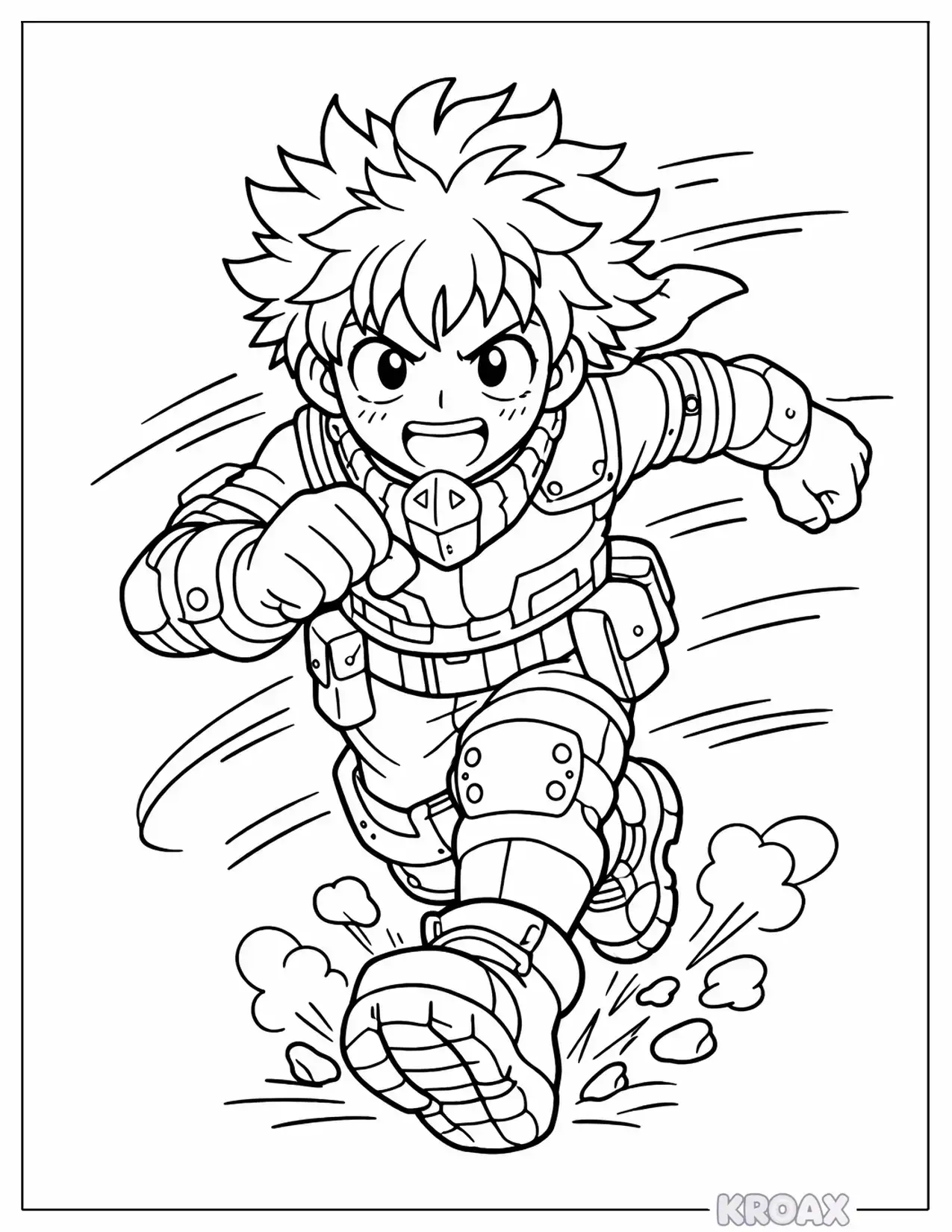 deku running at full speed printable coloring page
