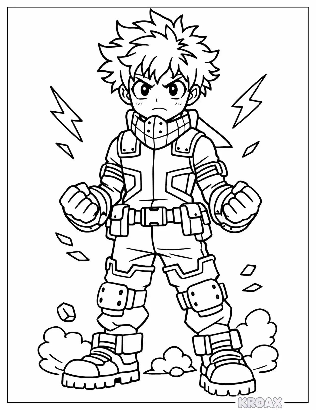 deku with determined printable coloring page