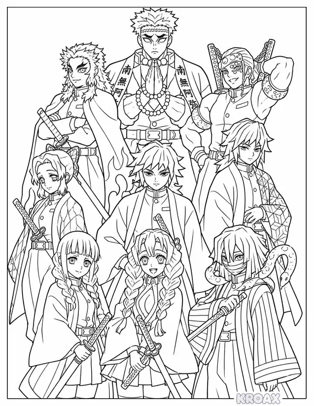 hashira training ground assembly printable coloring page