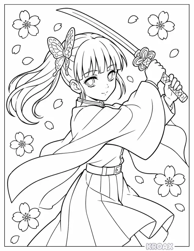 kanao tsuyuri flower sword dance printable coloring page