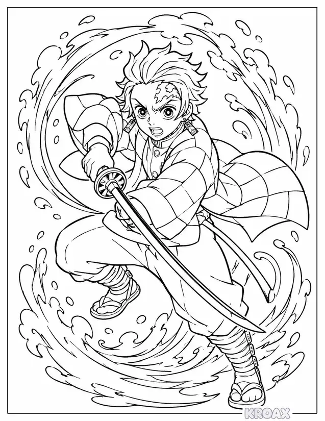 water breathing sword technique printable coloring page