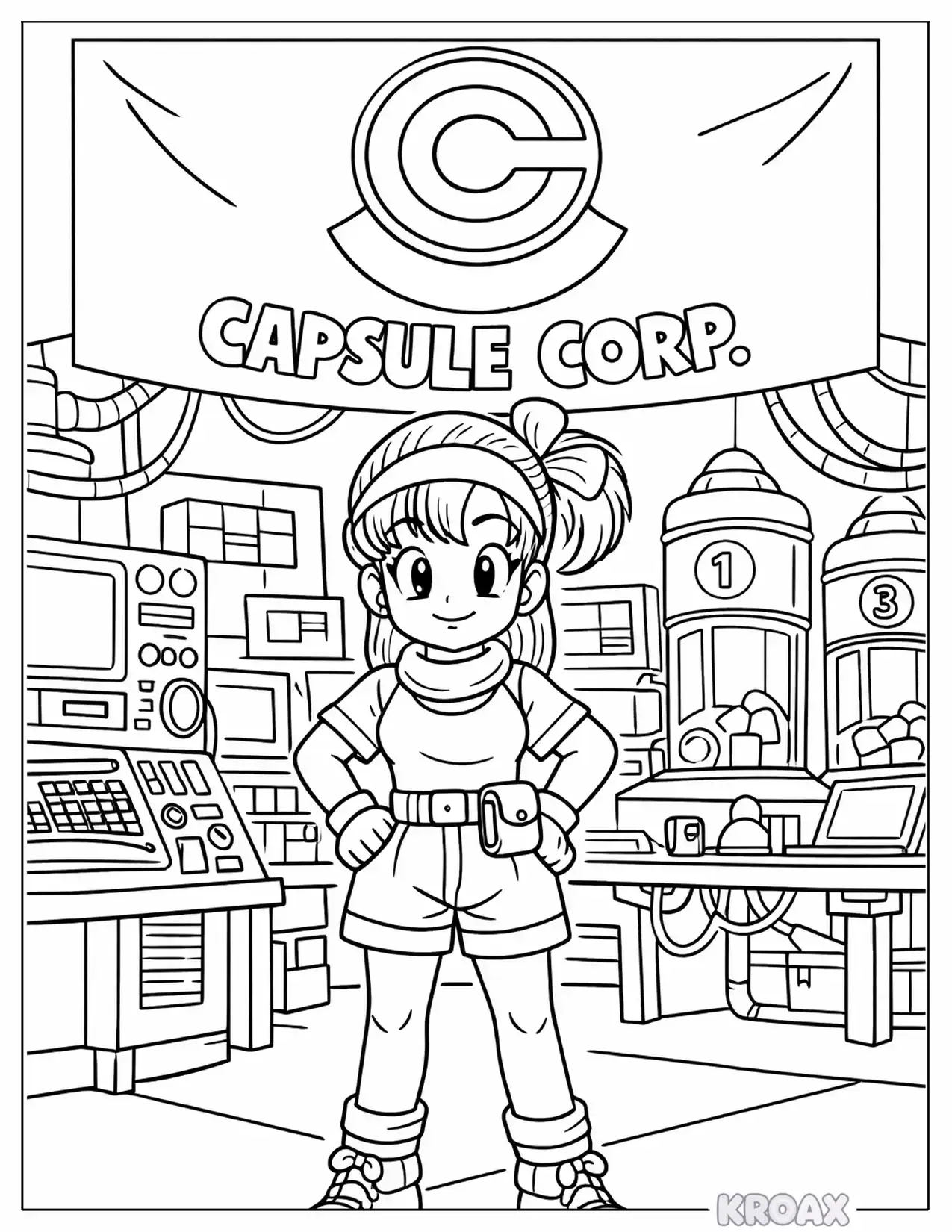 bulma s capsule corporation lab scene printable coloring page