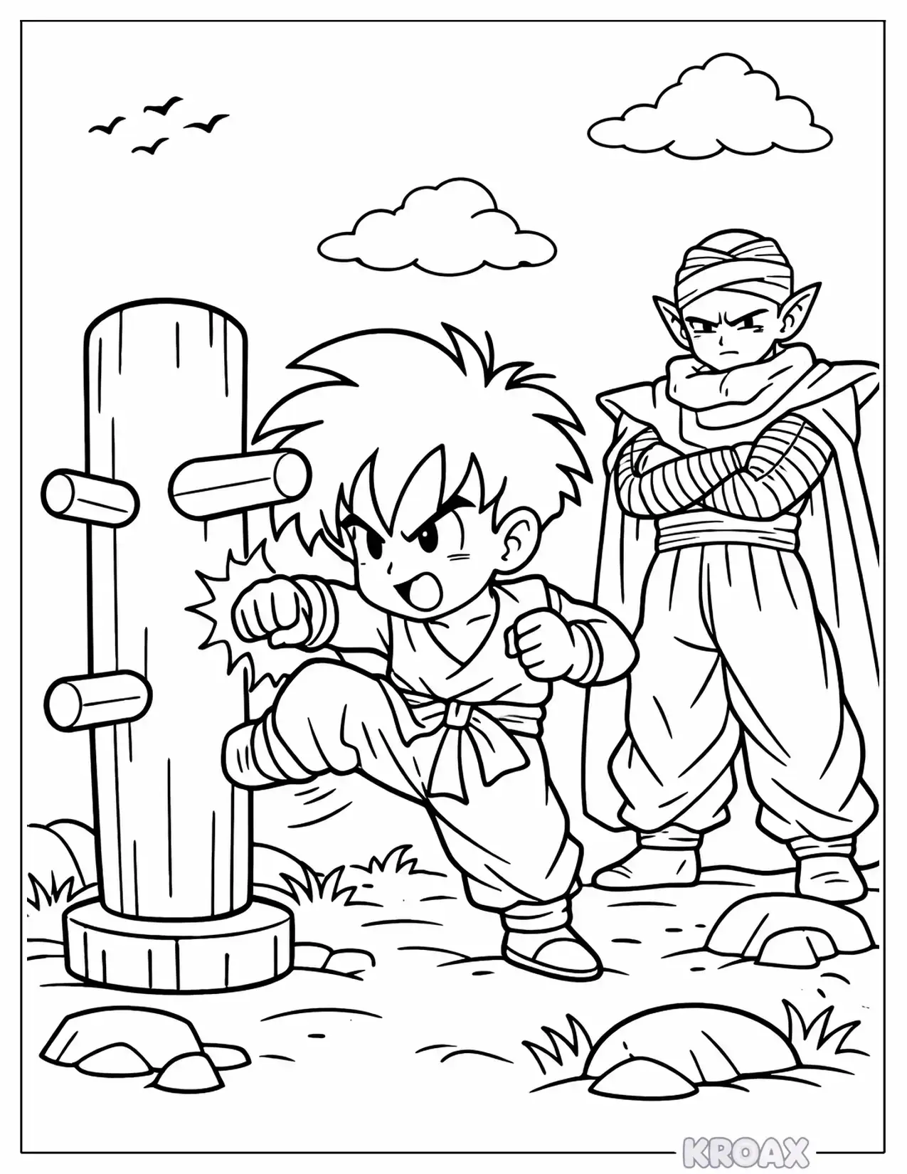 cute baby gohan training adventure printable coloring page