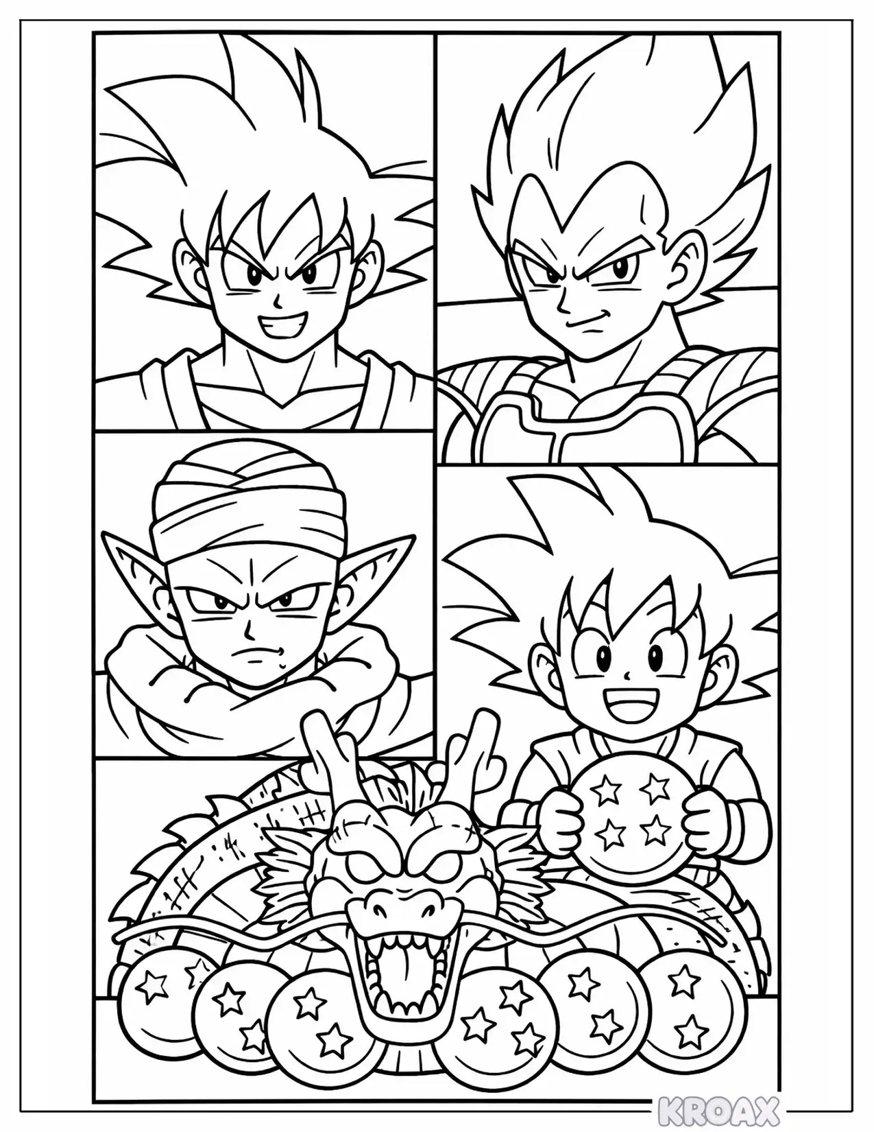 dragon ball z pop art style printable coloring page