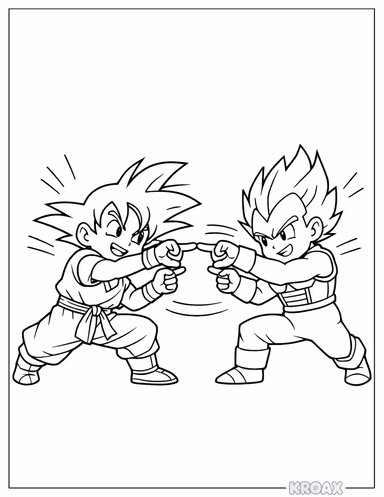 goku and vegeta fusion dance moment printable coloring page