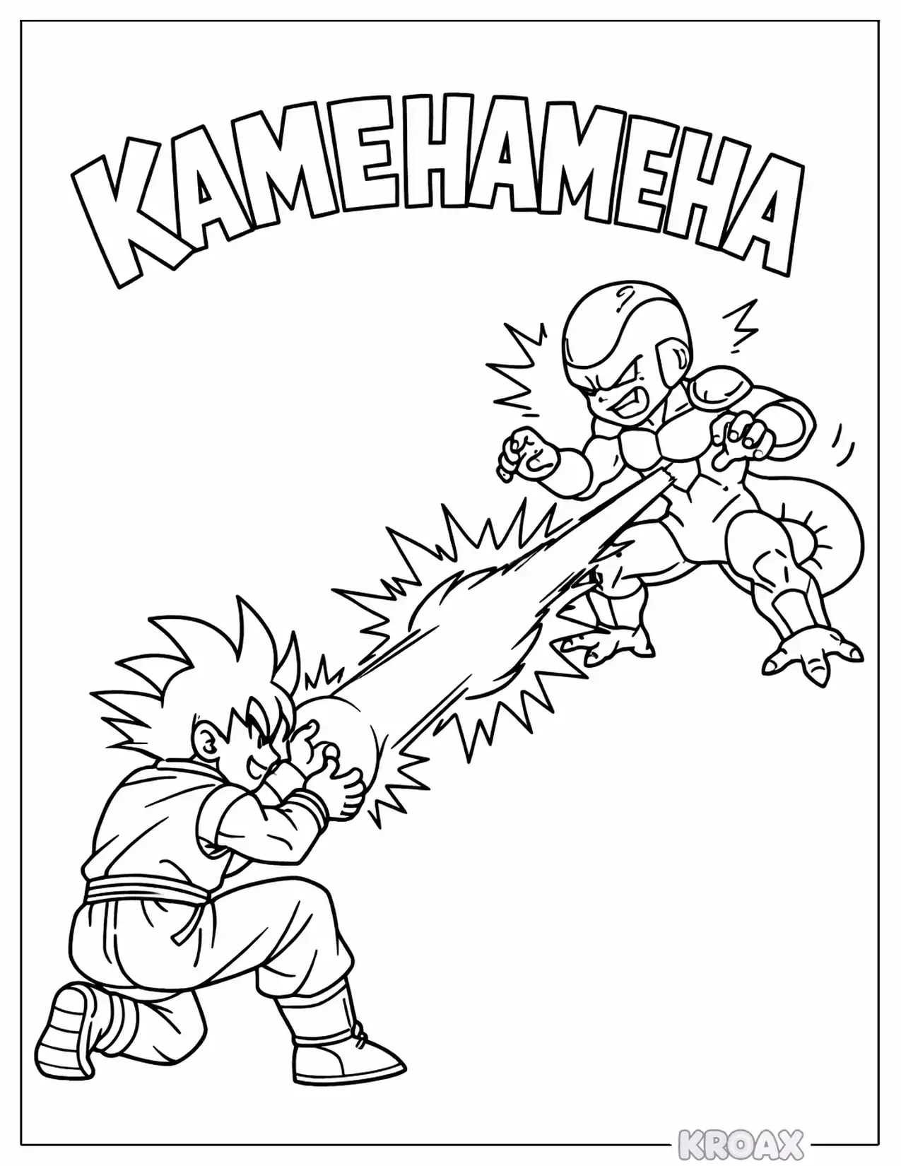 goku s kamehameha wave clash against frieza printable coloring page