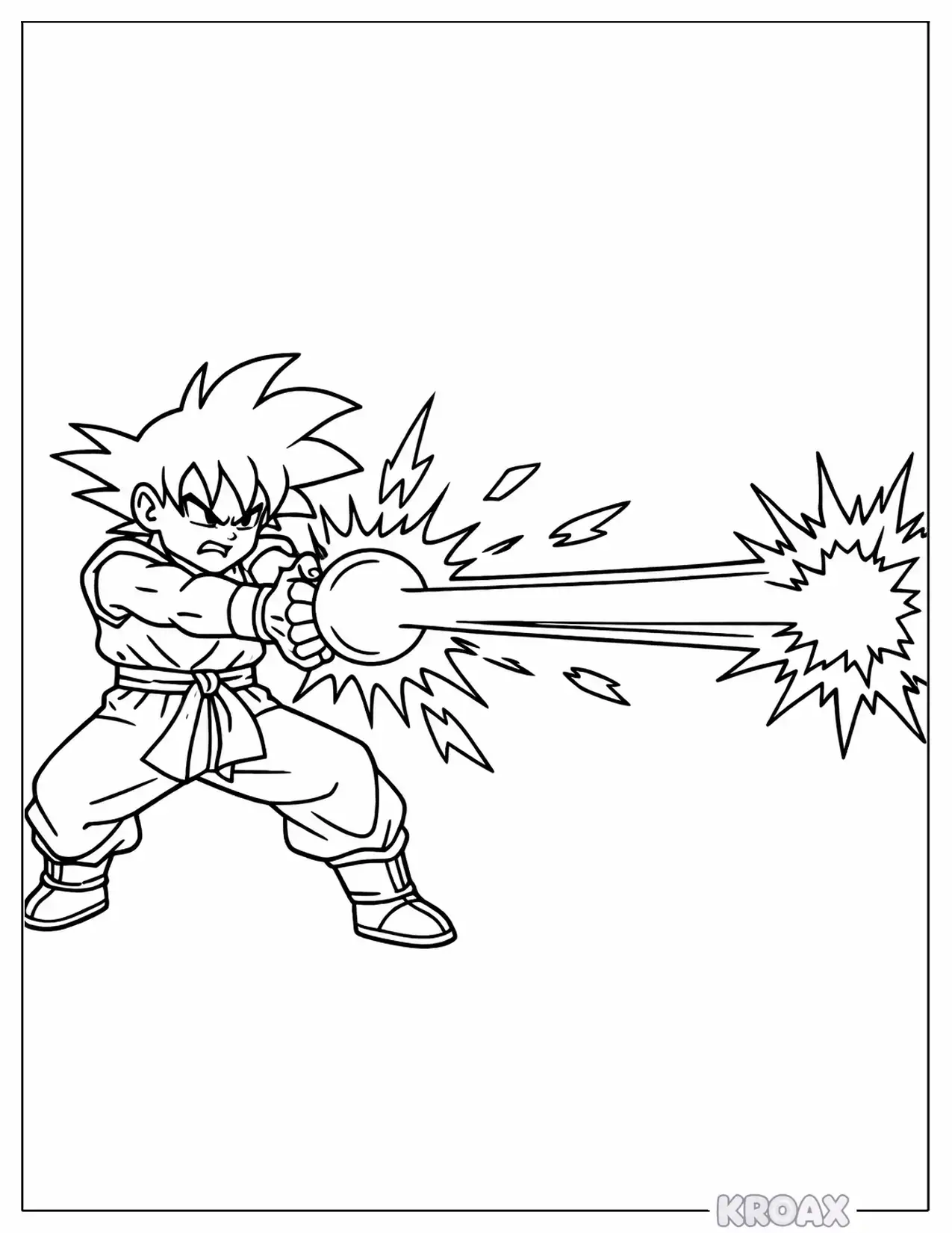 goku s kamehameha wave energy burst printable coloring page
