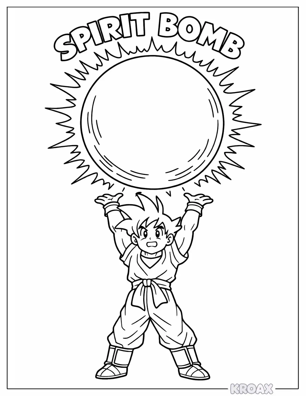goku s spirit bomb energy sphere printable coloring page