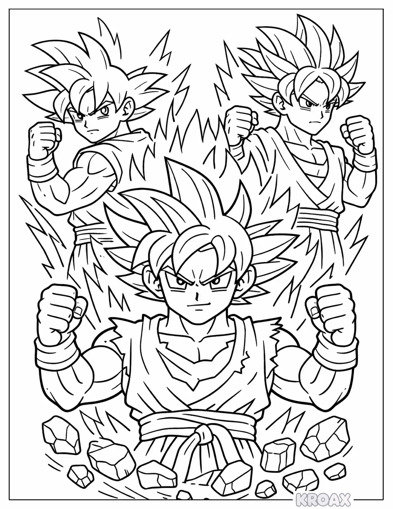 goku ultra instinct transformation sequence printable coloring page