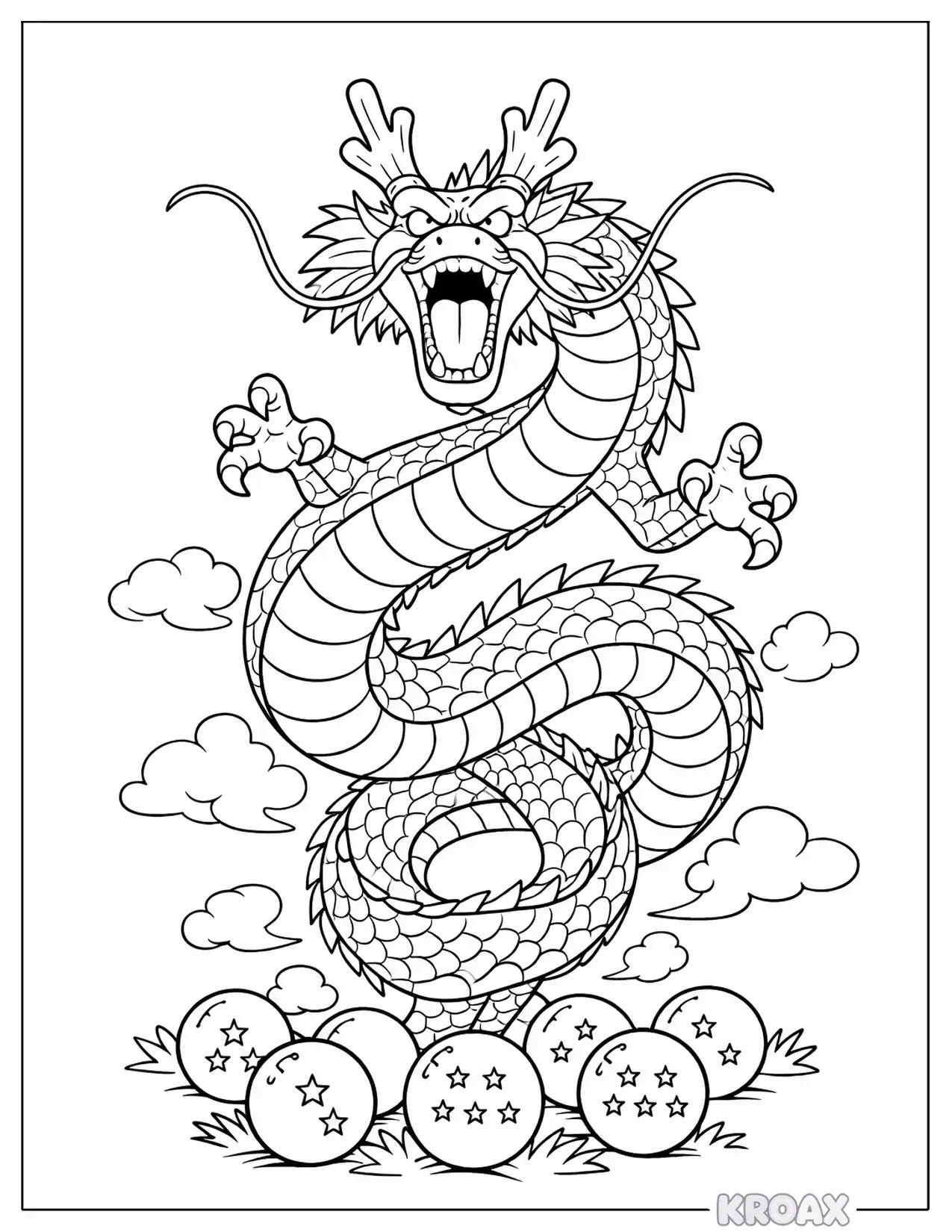 shenron rising from dragon balls printable coloring page