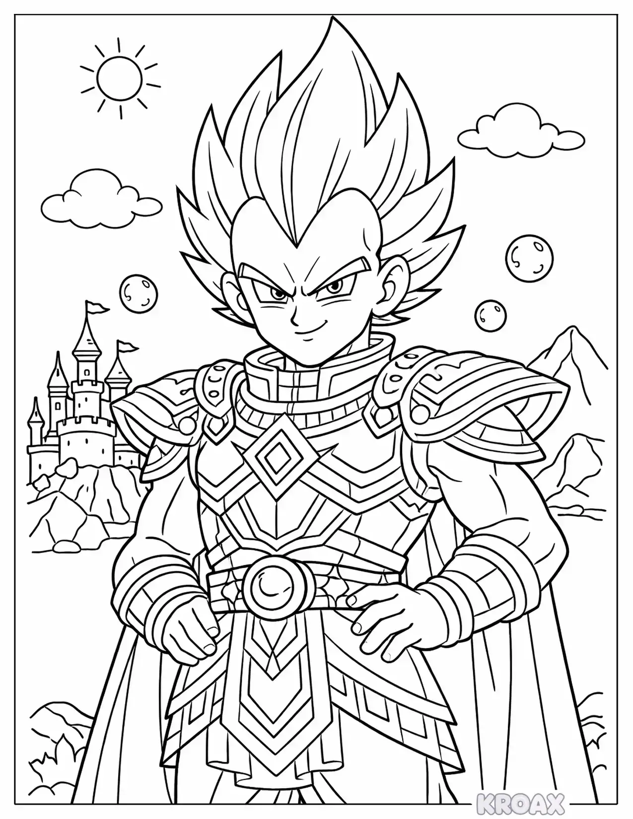 vegeta s royal battle armor design printable coloring page