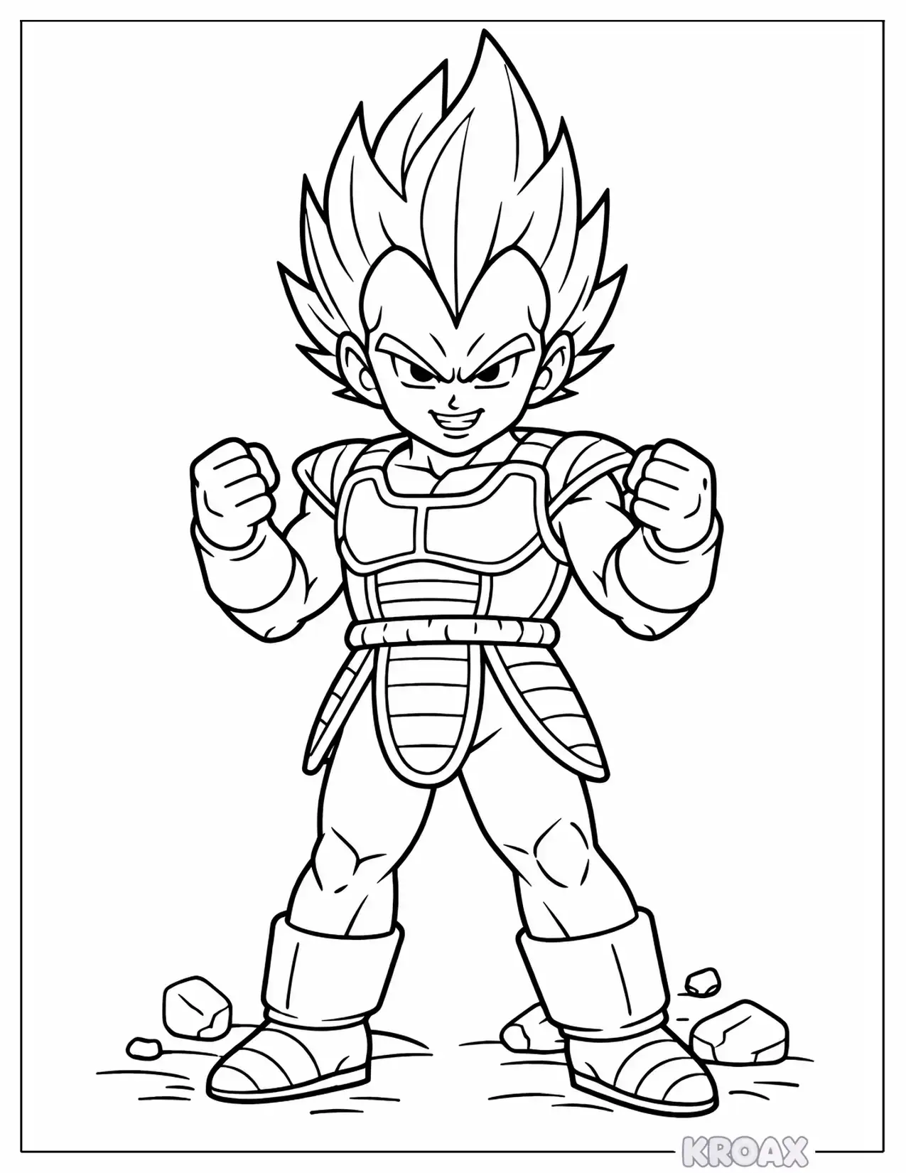 vegeta saiyan armor battle ready stance printable coloring page