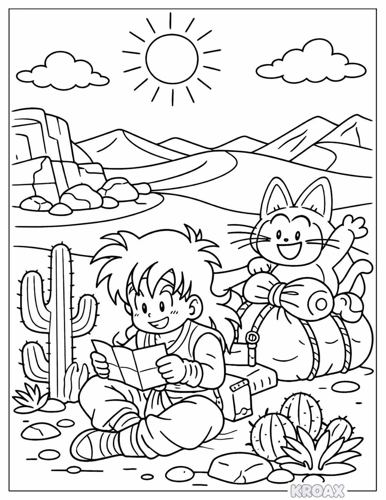 yamcha and puar desert adventure printable coloring page