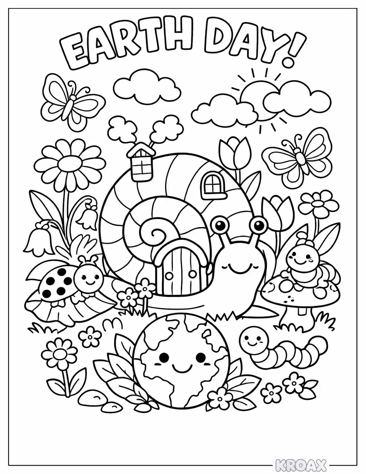 cute snail shell garden friends printable coloring page