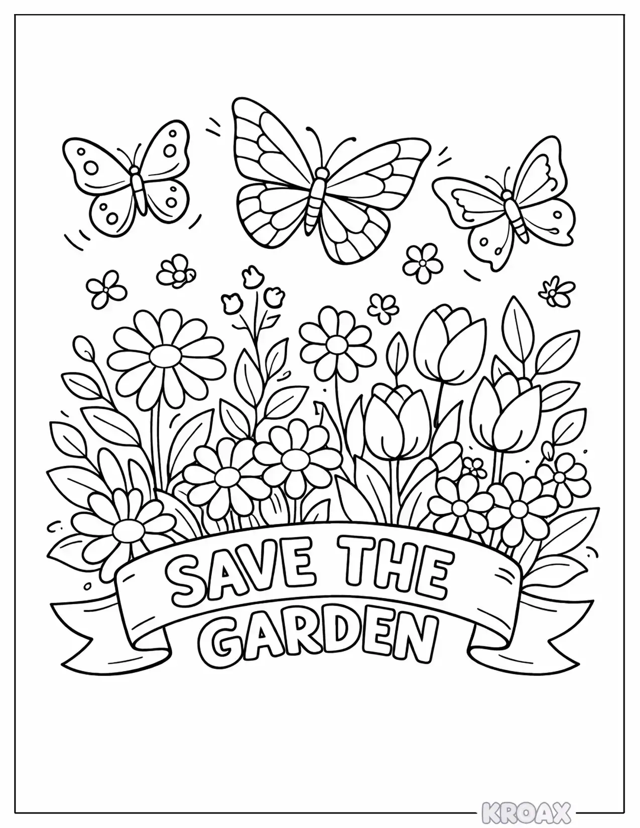 earth day butterfly garden adventure printable coloring page