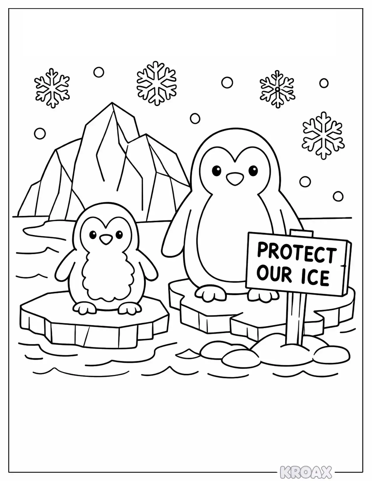 penguin pals protecting arctic ice printable coloring page