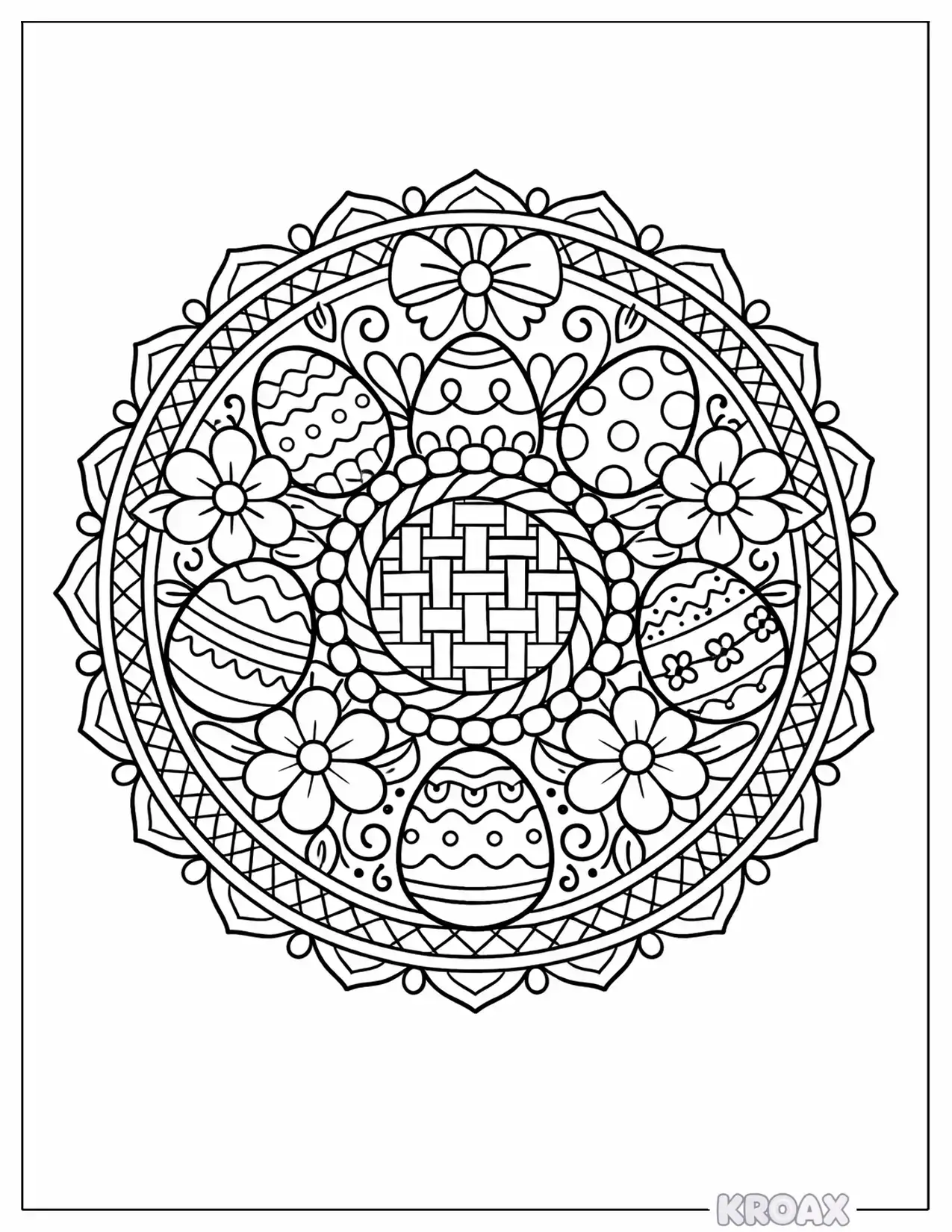 easter basket mandala printable coloring page