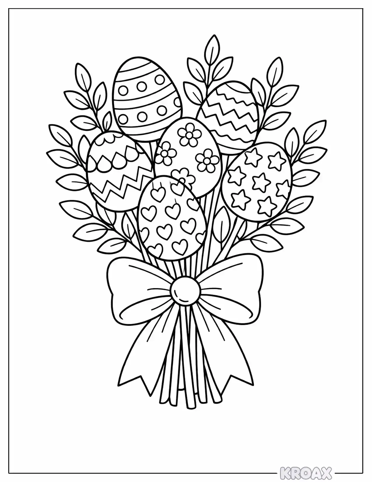 easter egg bouquet with ribbon printable coloring page