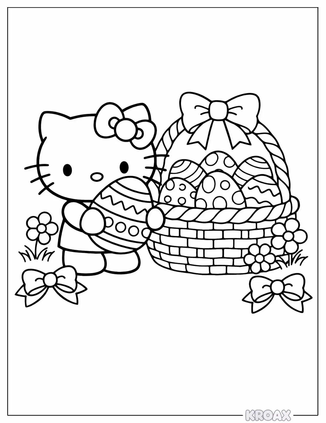 hello kitty easter celebration printable coloring page