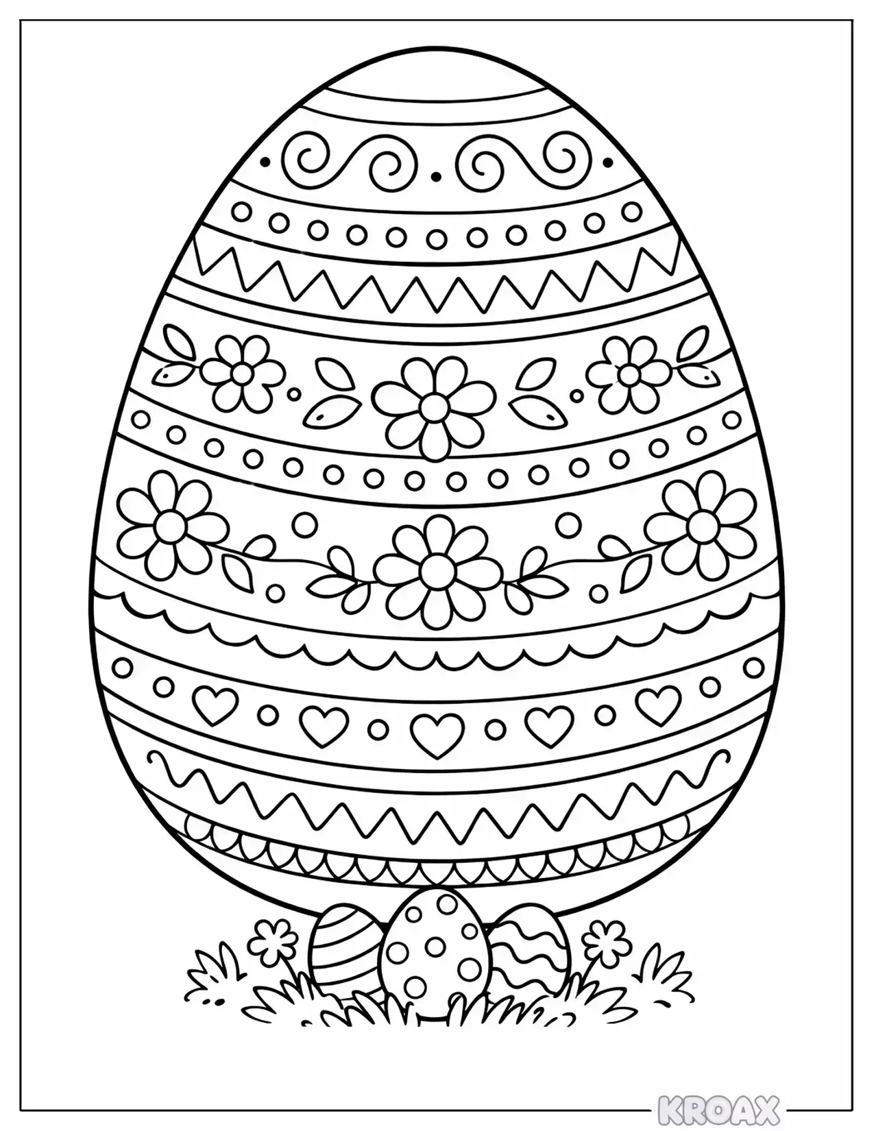 large decorated easter egg printable coloring page