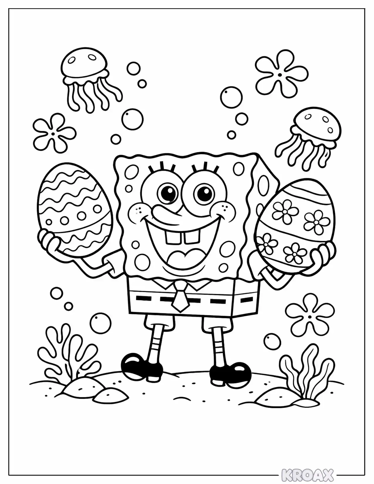 spongebob easter egg hunt printable coloring page