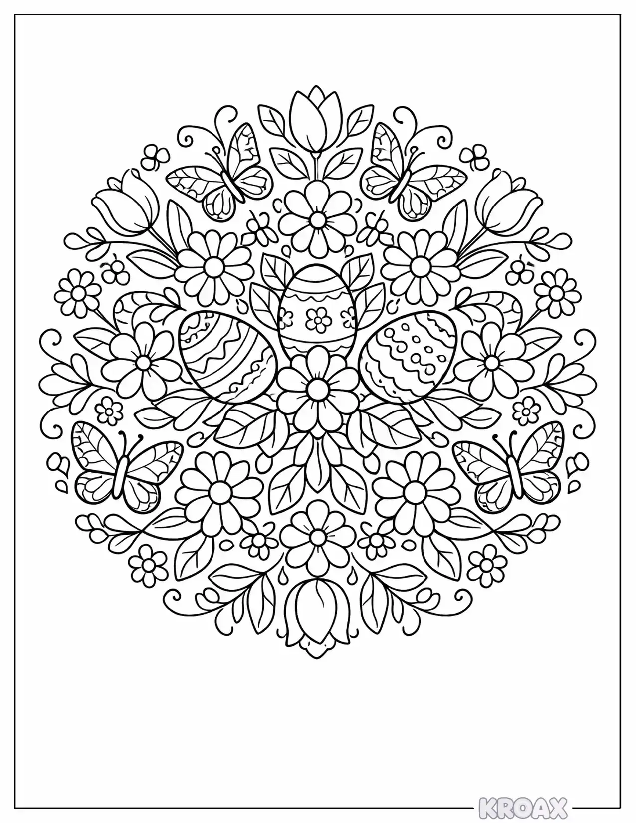 spring floral easter mandala printable coloring page