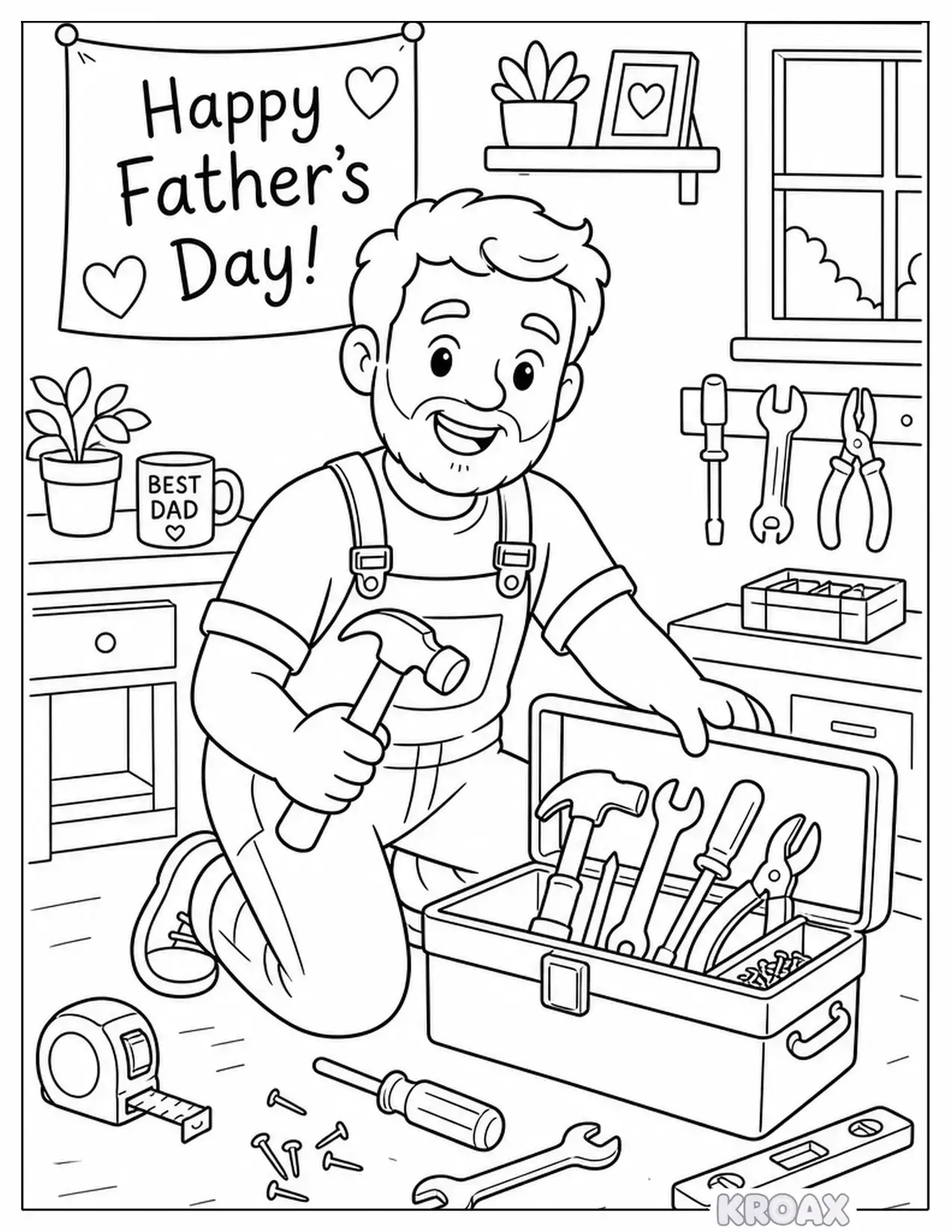 father s day tools and toolbox adventure printable coloring page